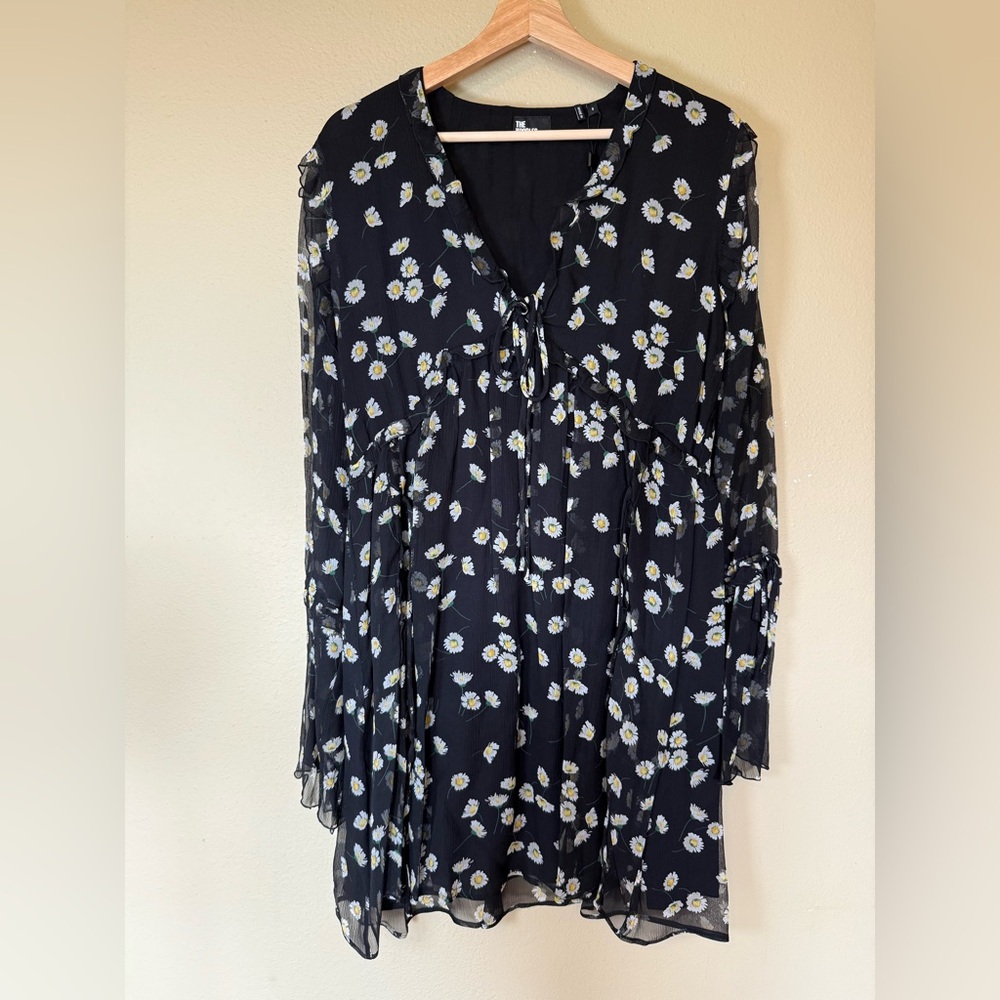 THE KOOPLES Black Daisy Floral Print Silk Cocktail Dress NWT 3 Large $595 - Picture 2 of 10